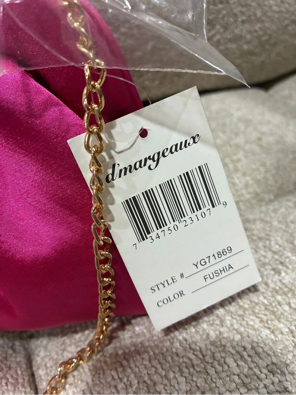 Hot Pink Satin Pleated Chain Clutch